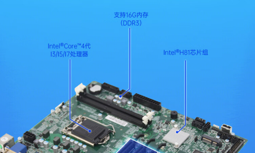 機內配置了2個140pinDDR3L的內存插槽，支持16G內存。