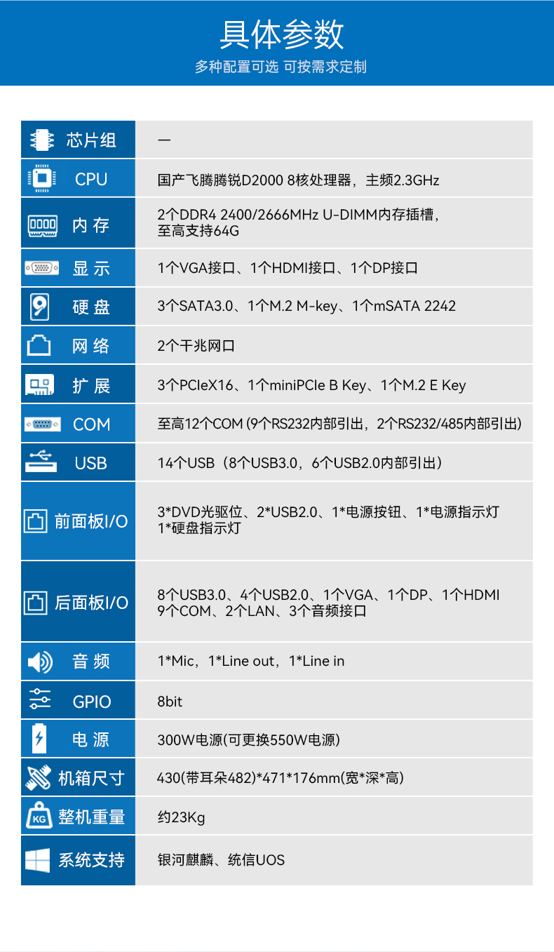 國產(chǎn)4U信創(chuàng)天津工控機(jī),飛騰騰銳D2000八核處理器,5G國產(chǎn)CPU電腦,DT-610X-TD2KMB.jpg